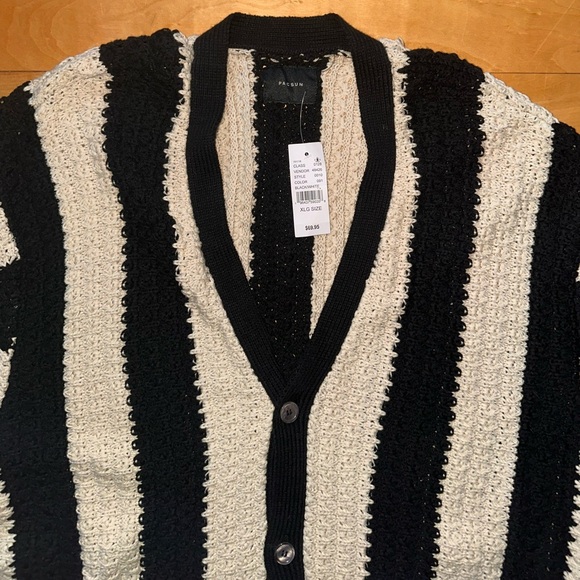 NWT Pacsun Cream & Black Strip Cardigan - Picture 6 of 9